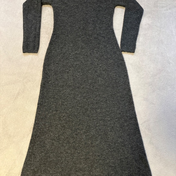 H&M Sweater Dress Medium Dark Grey Maxi Long-Sleeve Soft Cottagecore Capsule - Picture 2 of 6